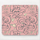 Romantisch patroon met hart en vogels muismat (Voorkant)
