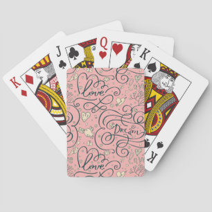 Romantisch patroon met hart en vogels pokerkaarten