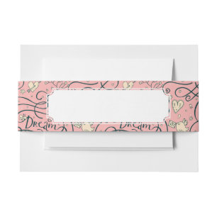 Romantisch patroon met hart en vogels uitnodigingen wikkel