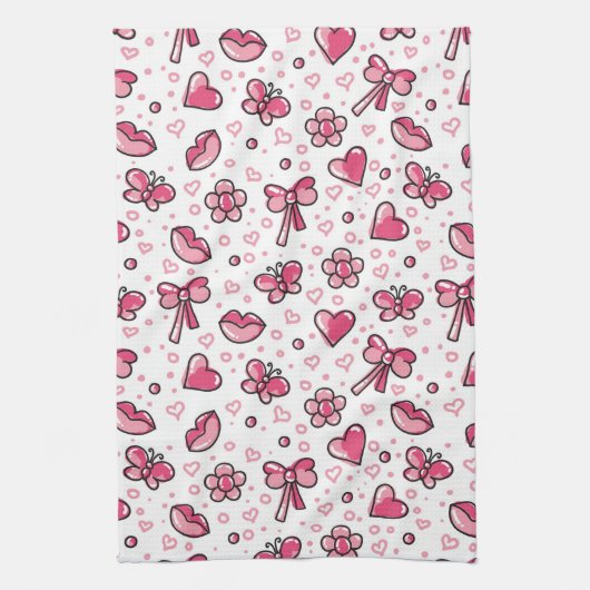 romantisch patroon theedoek (Verticaal)