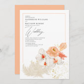 Romantisch perzik Pampas gras bloem Boho zomer Kaart (Voorkant / Achterkant)