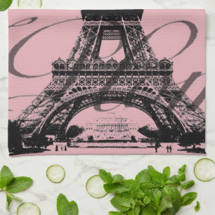 romantisch pink french vintage paris eiffel tower theedoek