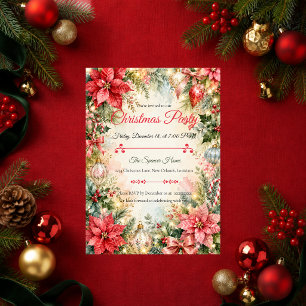 Romantisch Poinsettia Kerstfeest Kaart