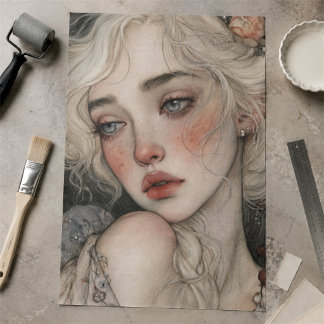 Romantisch Portret van Blonde Vrouw Decoupage Kuns Tissuepapier
