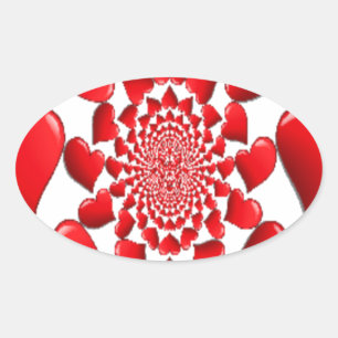 Romantisch Red Hearts-patroon: een met liefde gevu Ovale Sticker