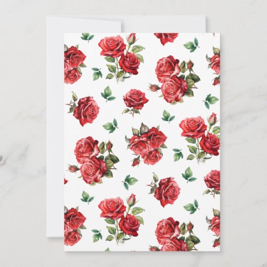 Romantisch Red Roses Floral Valentijnsdag Diner Kaart (Achterkant)