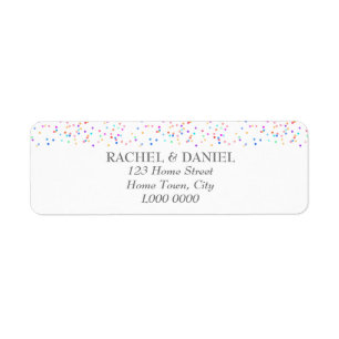 Romantisch Regenboog Confetti Adreslabel Etiket