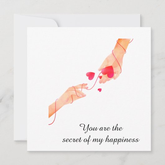 "Romantisch rode draad van het lot handen & harten Kaart (Voorkant)