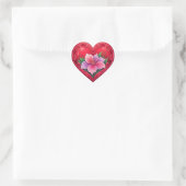 Romantisch Rode Hart Met Bloemig Centrum Sticker (Tas)