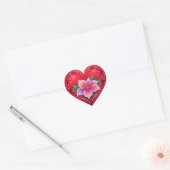 Romantisch Rode Hart Met Bloemig Centrum Sticker (Envelop)