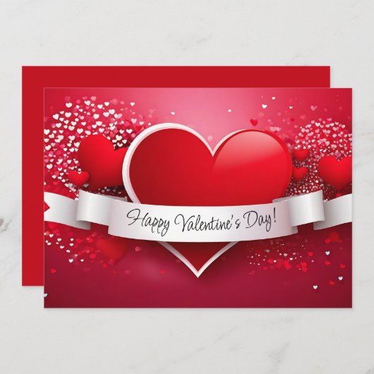 Romantisch rode hart "Prettige Valentijnsdag" Feestdagenkaart (Voorkant / Achterkant)