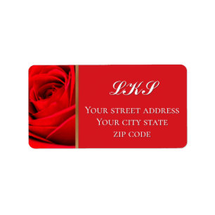 Romantisch Rode Roos Retouradreslabel Etiket