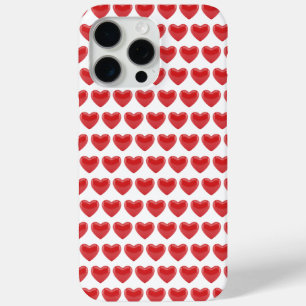 Romantisch rood 3D-hartpatroon Klassieke Valentijn iPhone 15 Pro Max Hoesje