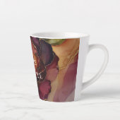 Romantisch rood Bourgondisch Roos Gouden Bloemen Latte Mok (Rechts)