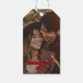 Romantisch Rood custom Foto met Namen/datum Cadeaulabel (Voorkant)