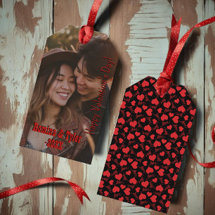 Romantisch Rood custom Foto met Namen/datum Cadeaulabel