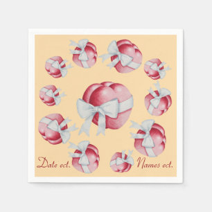 Romantisch rood hart gebonden aan witte lintboog servetten