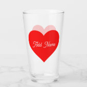 Romantisch rood hart gepersonaliseerd glas (Achterkant)