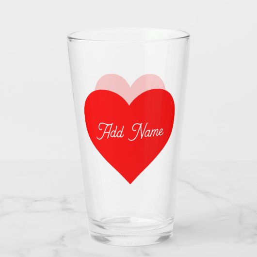 Romantisch rood hart gepersonaliseerd glas (Achterkant)