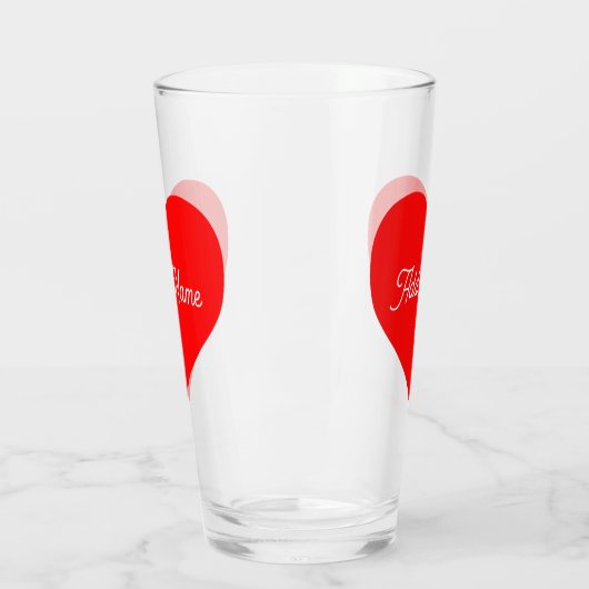 Romantisch rood hart gepersonaliseerd glas (Links)