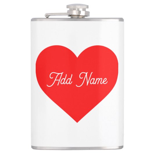 Romantisch rood hart gepersonaliseerd heupfles (Voorkant)