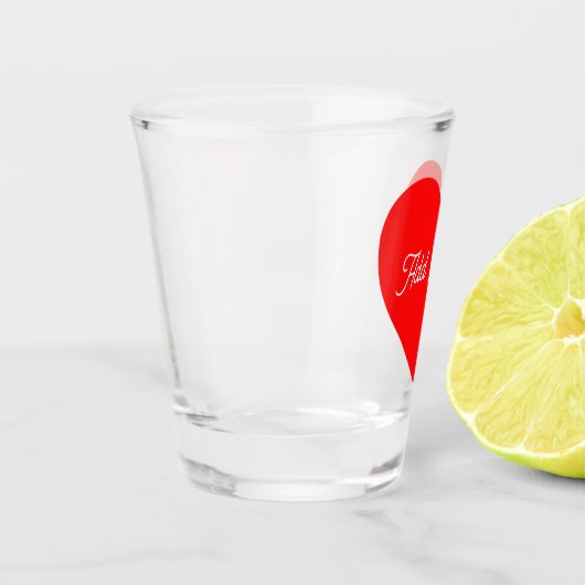 Romantisch rood hart gepersonaliseerd shot glas (Links)