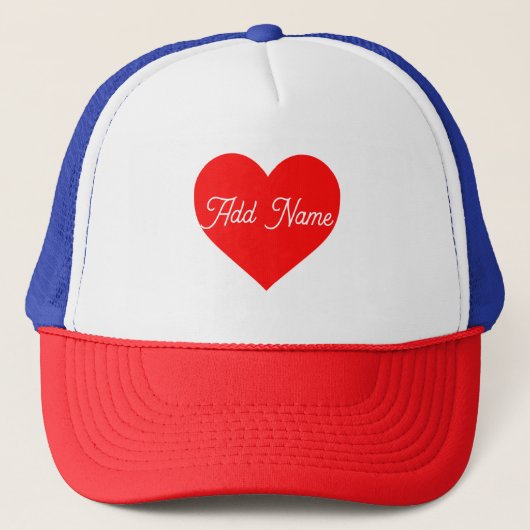 Romantisch rood hart gepersonaliseerd trucker pet (Voorkant)