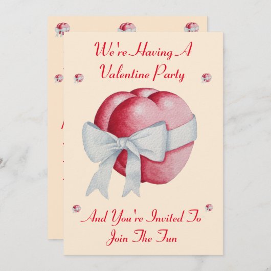 Romantisch rood hart met witte boog valentijn part kaart (Voorkant / Achterkant)