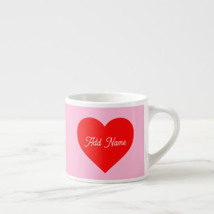 Romantisch rood hart pastel roze gepersonaliseerd espresso kop