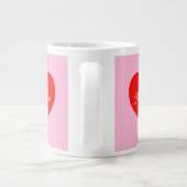 Romantisch rood hart pastel roze gepersonaliseerd extra grote beker (Achterkant)