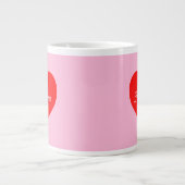 Romantisch rood hart pastel roze gepersonaliseerd extra grote beker (Voorkant)