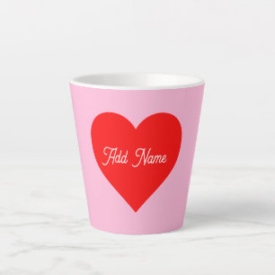 Romantisch rood hart pastel roze gepersonaliseerd latte mok