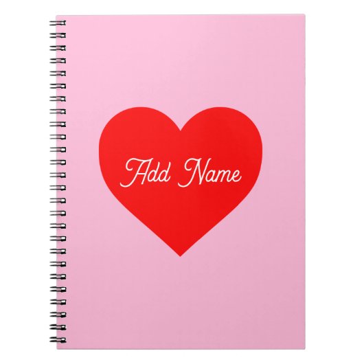 Romantisch rood hart pastel roze gepersonaliseerd notitieboek (Voorkant)