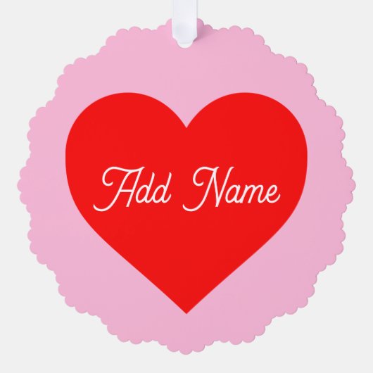 Romantisch rood hart pastel roze gepersonaliseerd ornament kaart (Voorkant)