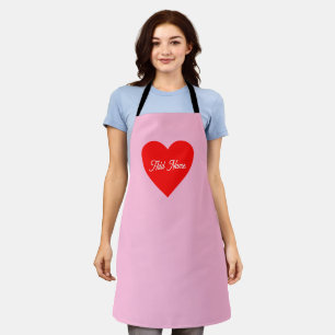 Romantisch rood hart pastel roze gepersonaliseerd schort