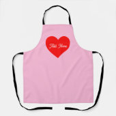 Romantisch rood hart pastel roze gepersonaliseerd schort (Voorkant)