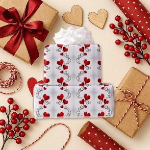 Romantisch rood hart werveling wit cadeaupapier