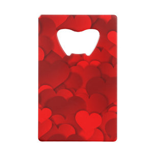 Romantisch Rood Hartjes Textuurpatroon Kredietkaart Flessenopener