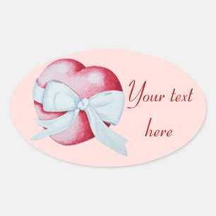 romantisch rood liefde hart en witte boog ovale sticker