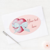 romantisch rood liefde hart en witte boog ovale sticker (Envelop)