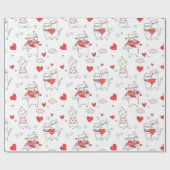 Romantisch Rood Liefde Hart Kitty Katten | VALENTI Cadeaupapier (Vlak)