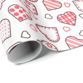 Romantisch rood liefde hart patroon | FEESTDAGEN Cadeaupapier (Rol Hoek)