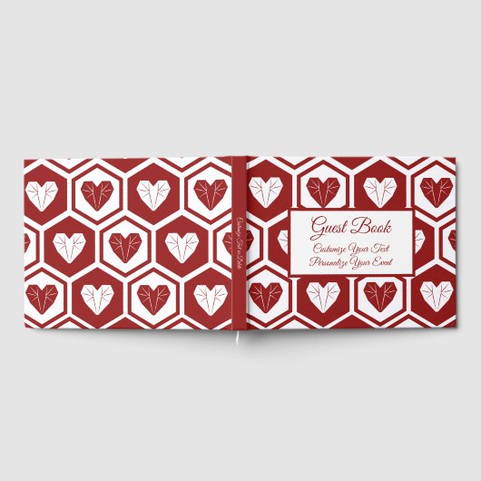 Romantisch rood wit glazen harten patroon gastenboek (Volledig)
