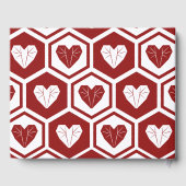 Romantisch rood wit glazen harten patroon gastenboek (Achterkant)