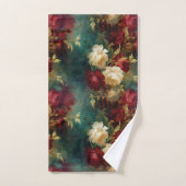Romantisch Rood Wit Groen Bloemen Bad Handdoek (Handdoek)