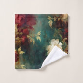 Romantisch Rood Wit Groen Bloemen Bad Handdoek (Wasdoekje)