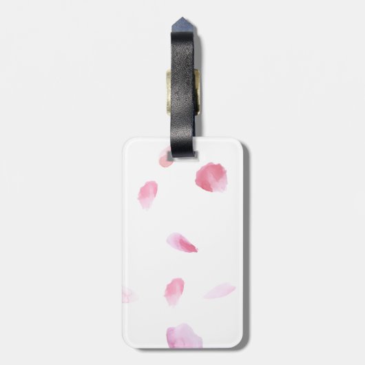 Romantisch Roos bloemblaadjes Bagagelabel (Achterkant verticaal)