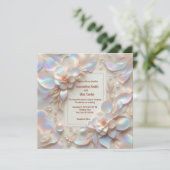 Romantisch Roos Bloemen bruiloft Uitnodiging Flat  (Staand voorkant)