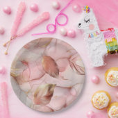 Romantisch Roos Blush Pink Gold Leaf Vrijgezellenf Papieren Bordje (Feest)