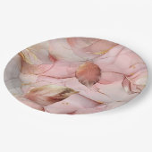 Romantisch Roos Blush Pink Gold Leaf Vrijgezellenf Papieren Bordje (Gekanteld)